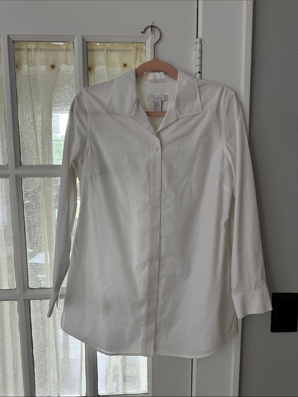 White Button-Front Women's Shirt